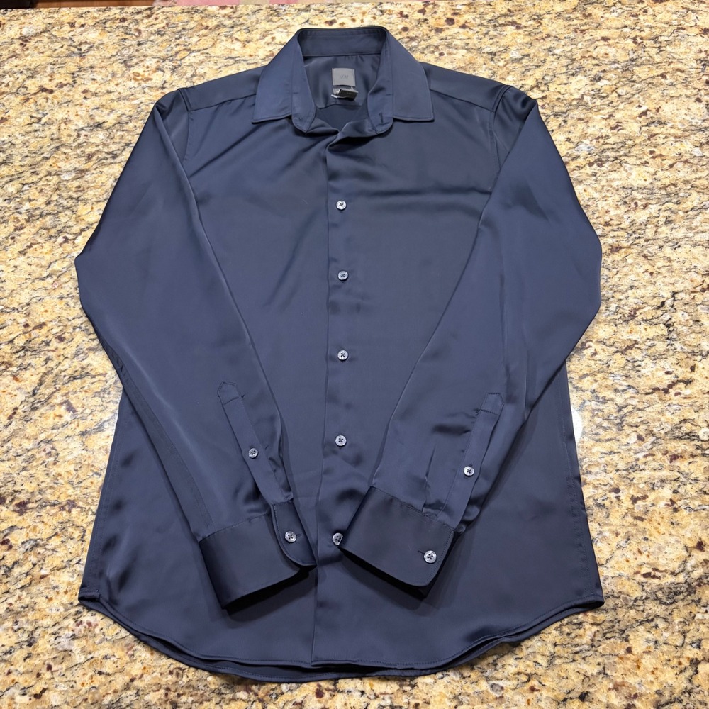 HM Mens Regular Fit Black Button Down Shirt Small S 15 Long Sleeve ws